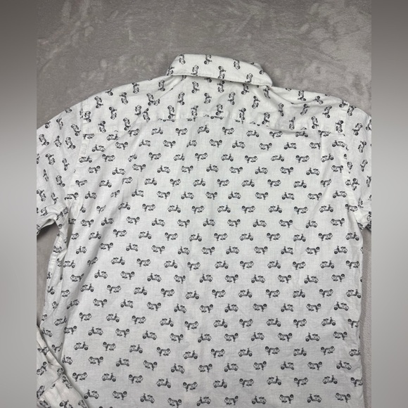 Maurizio Baldassari Men’s Novelty Moped Scooter White Black Button Up Shirt L - Picture 12 of 16